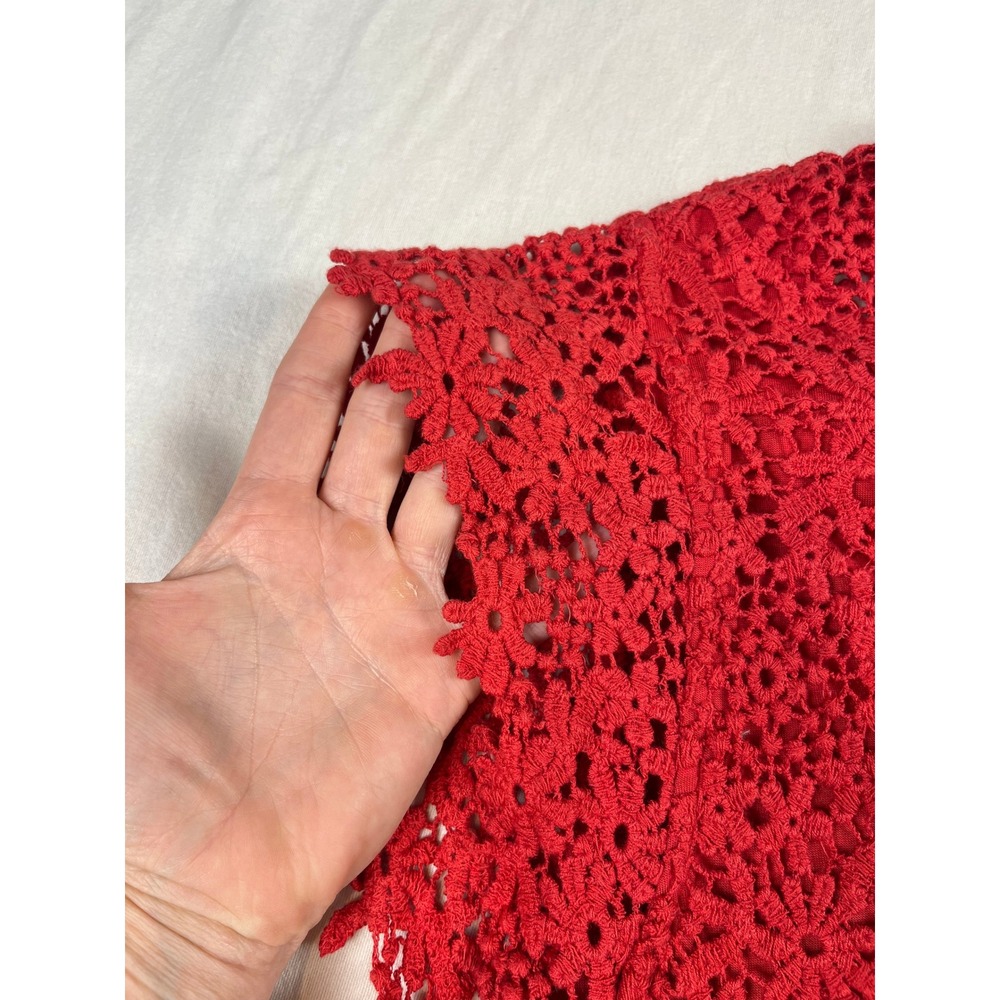 Velvet by Graham & Spencer Red Crochet Lace Shift Dress Sleeveless Small NEW - Picture 7 of 9